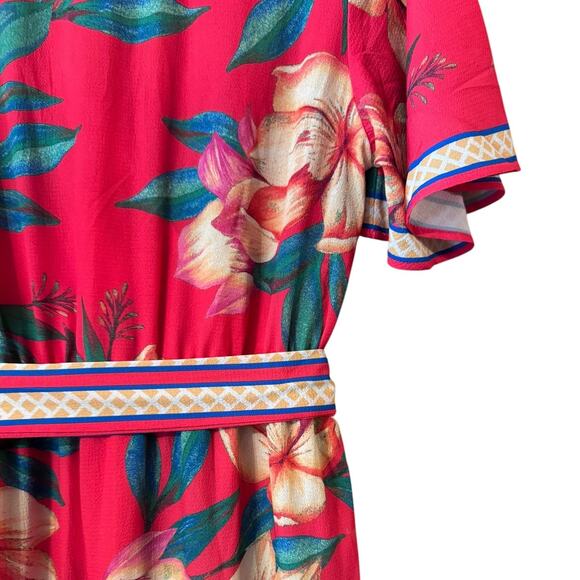 Flying Tomato maxi wrap dress L flutter sleeve maximalist vacation resort cruise - Picture 4 of 7